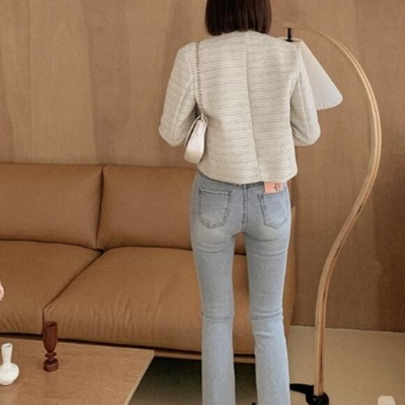 J.Crew Suiting Classy Short Jacket Sz 4 BEIGE Metallic Tweed Zip Pockets Luxury - Picture 9 of 16